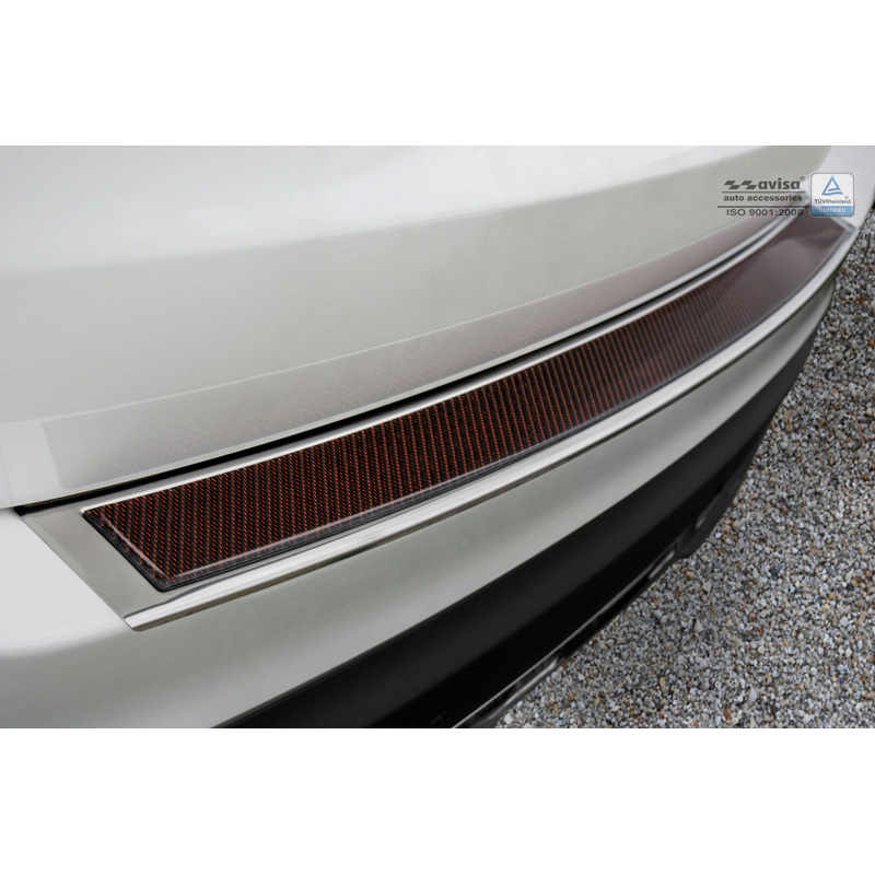 Stainless Steel Rear bumper protector 'Deluxe'  Mercedes GLC 2015-2019 & FL 2019- Chrome/Red-Black Carbon
