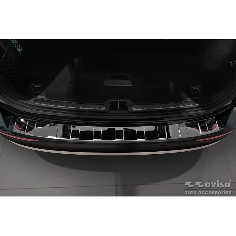 Black-Chrome Stainless Steel Rear bumper protector  Volvo V60 II / V60 II Cross Country 2018- & V60 II Plug- In Hybrid / R-Design 2019- 'Ribs'