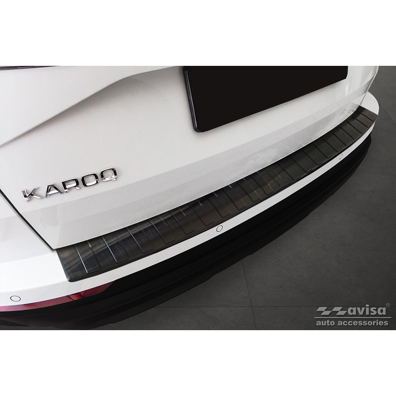 Black Stainless Steel Rear bumper protector  Skoda Karoq Facelift 2022- + Sportline Facelift 2022-  'Ribs'