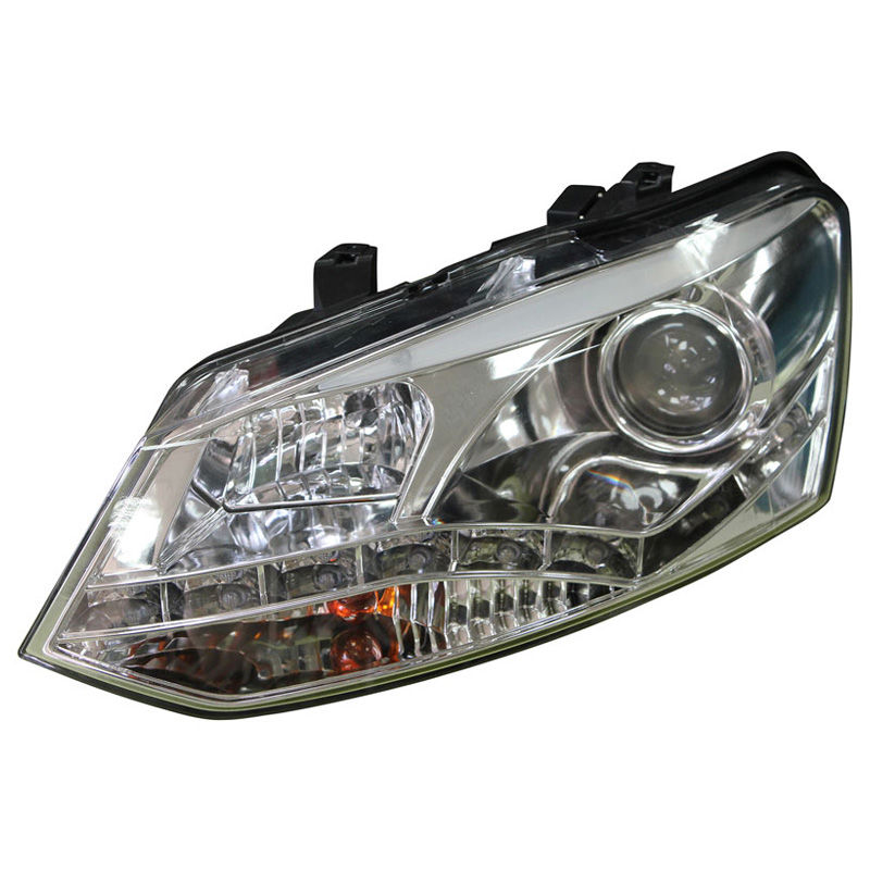 Set Koplampen in DRL-Look  Volkswagen Polo 6R 2009-2014 - Chroom - incl. Stelmotor