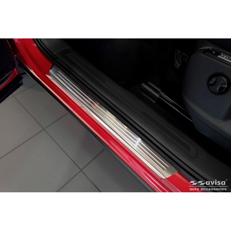 Inox door sill protectors  Volkswagen Tiguan II 2016-2020 & FL 2020- incl. Allspace 2017-2020 & FL 2020-2024 - 'Lines' - 4-pieces