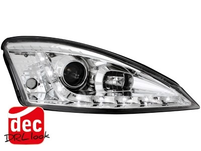 Koplampen Ford Focus 98-01 Devil Eyes DRL look chroom