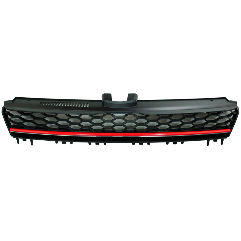 Embleemloze GTi-Look Grill  Volkswagen Golf VII 2012-2017 Zwart/Rood