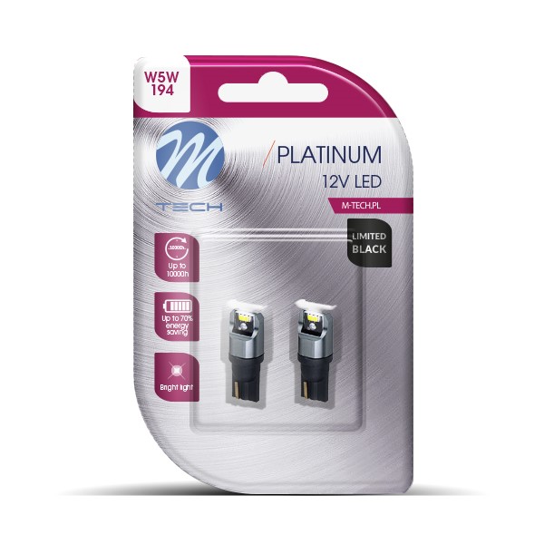 M-Tech LED - W5W T10 12V 1,7W - Platinum - 4x LED - Canbus - Wit - Set