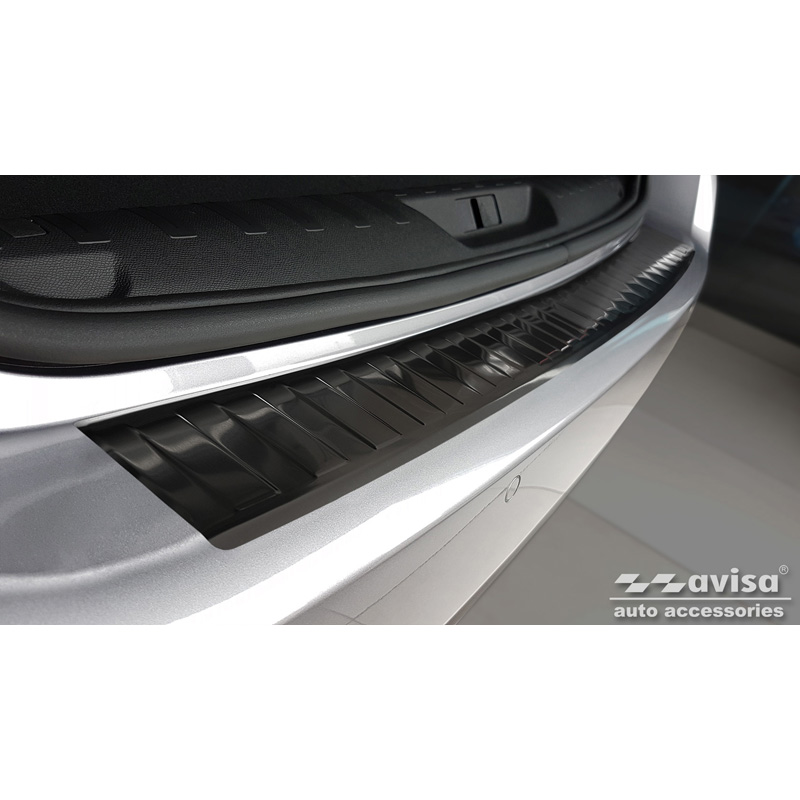 Black Stainless Steel Rear bumper protector  Peugeot 308 II SW 2013-2017 & Facelift 2017-2021 'Ribs'