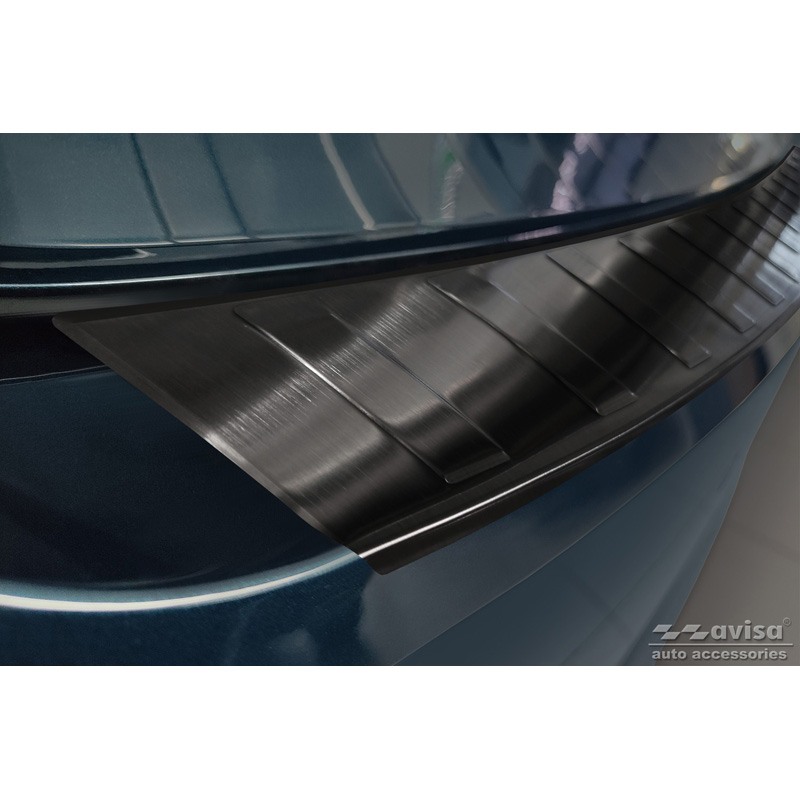 Black Stainless Steel Rear bumper protector  Skoda Octavia IV Liftback 2020-2024 & FL 2024- 'Ribs'