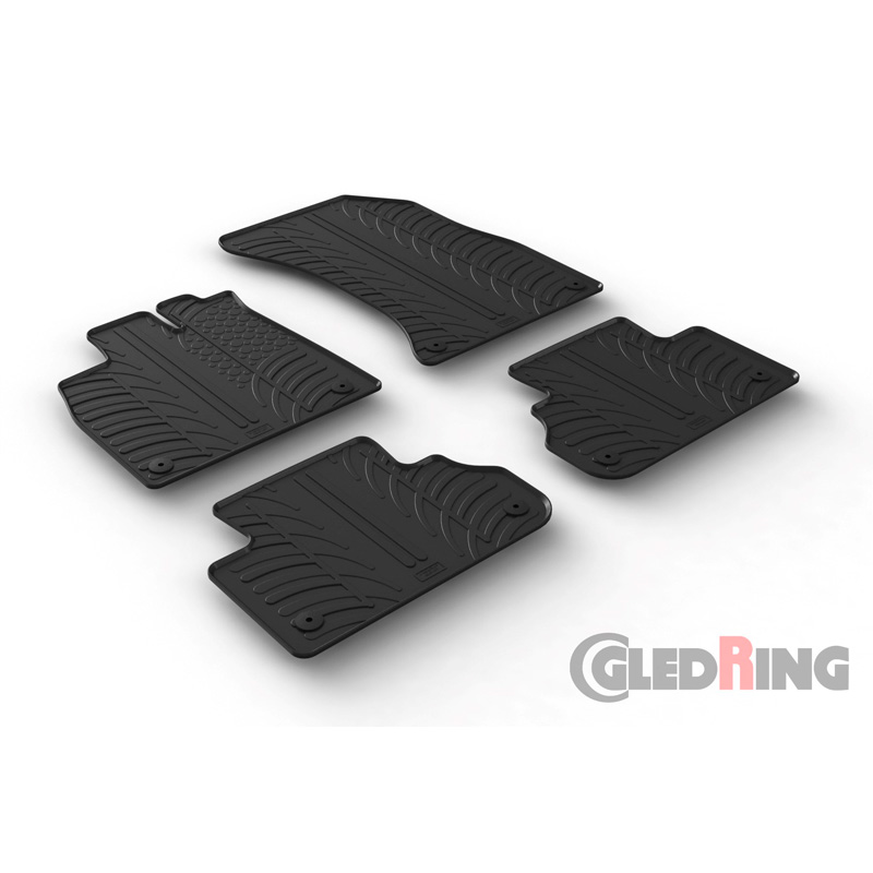 Rubber car mats set  Audi Q5 2017- incl. Q5 Sportback 2020- (T profile 4-pieces + mounting clips)