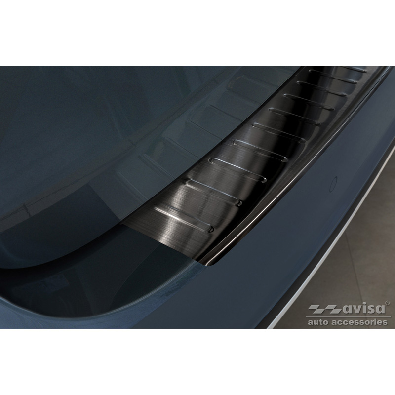 Zwart RVS Achterbumperprotector  Skoda Yeti 4x4 Outdoor version/Adventure 2013-2015 & Facelift 2015-2017 'Ribs'