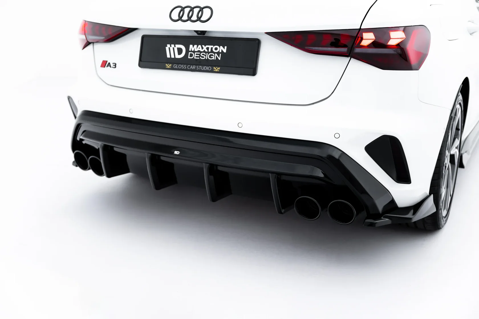 Diffuser + Exhaust Ends Imitatie Audi A3 S-Line Sportback 8Y Facelift Maxton