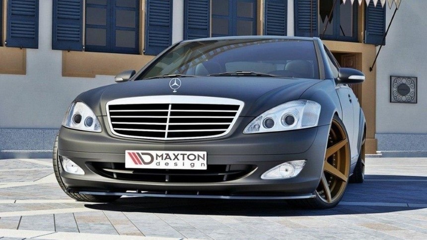 Voorspoiler Mercedes S-Klasse W221 Maxton Design glans zwart