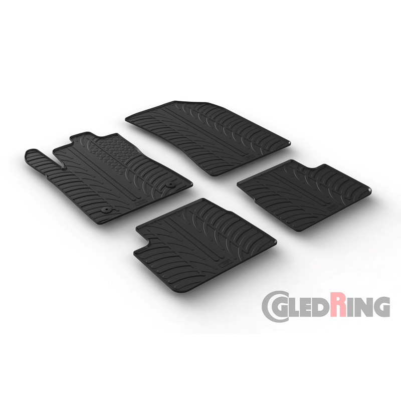 Rubber car mats set  Citroën C3 11/2016- (T profile 4-pieces + mounting clips)