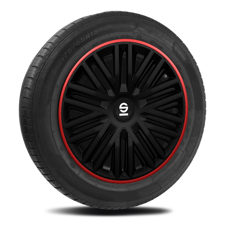 Sparco Wheel Covers Bergamo - 16-inch - Black/Red - Set of 4 pieces