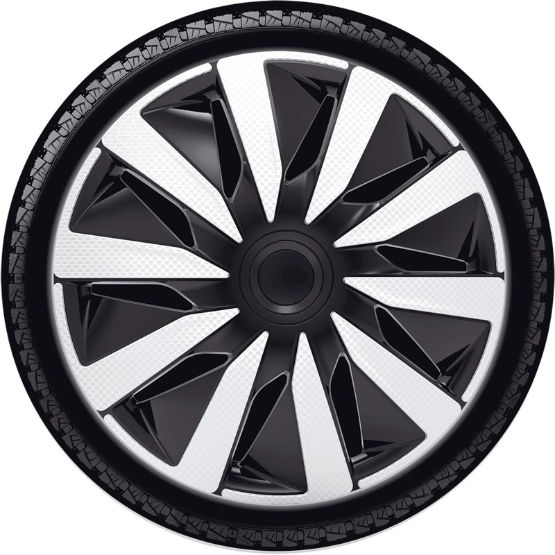 4-Delige J-Tec Wieldoppenset Lazio 14-inch zilver/zwart/carbon-look