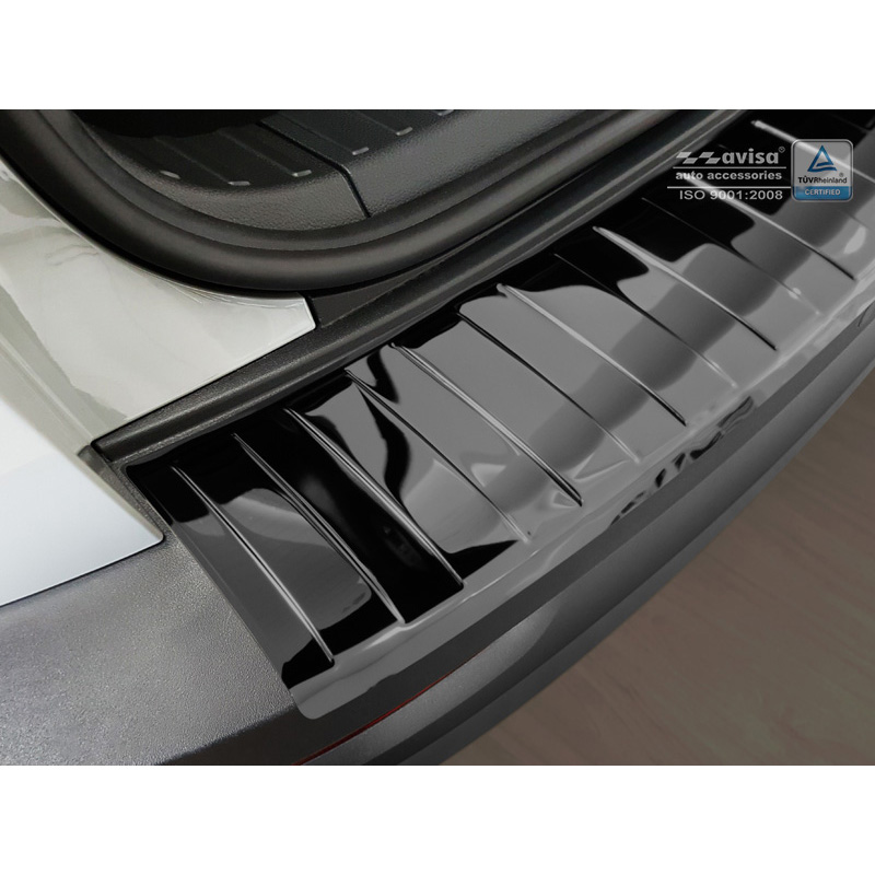 Black Mirror Stainless Steel Rear bumper protector  Skoda Karoq 2017-2022 'Ribs'