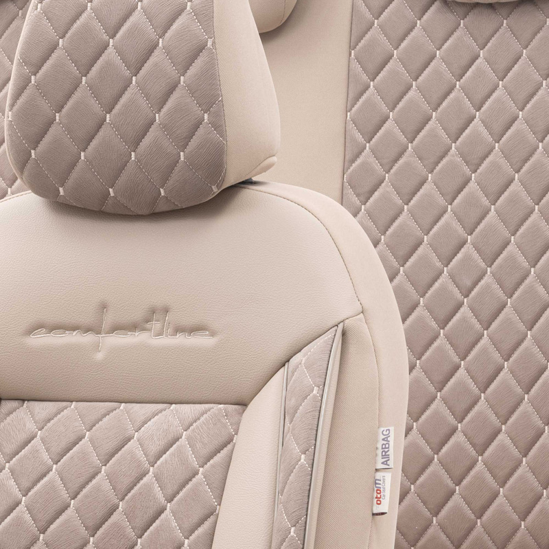 Universal Velours/Fabric Seat cover set 'Comfortline VIP' Crème - 11-pieces -  Side-Airbags