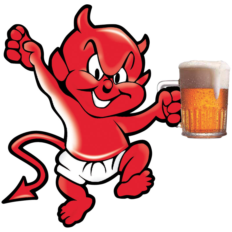 Aufkleber Devil with Beer - 10,5x10,5cm