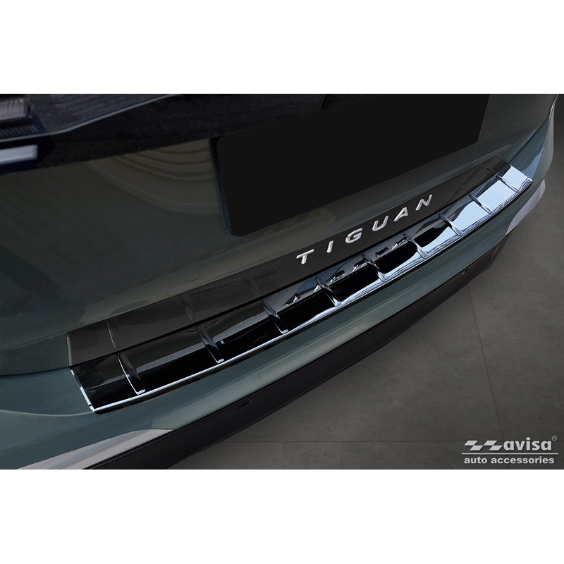 Black Mirror Stainless Steel Rear bumper protector  Volkswagen Tiguan (CT1) 2024- 'Ribs'