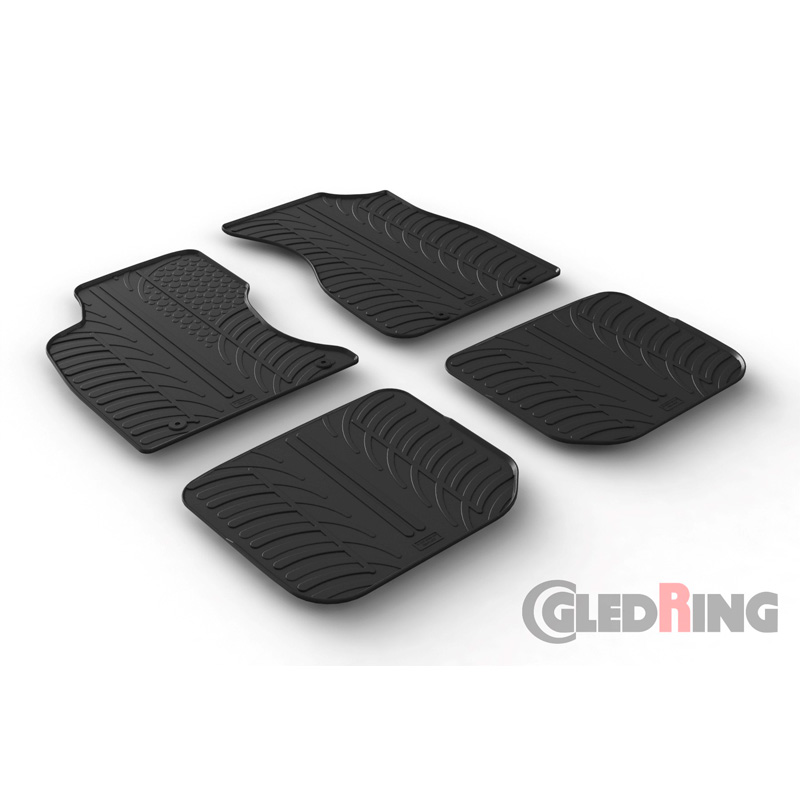 Rubber car mats set  Audi A4 1996-2000 (T profile 4-pieces + mounting clips)
