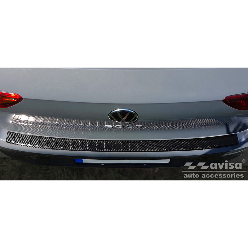 Real 3D Carbon Rear bumper protector  Volkswagen Golf VIII HB 5-doors 2020-2024 & FL 2024- 'Ribs'