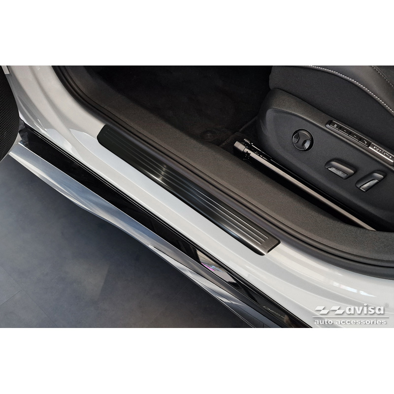 Black Inox door sill protectors  Volkswagen ID.7 2023- & ID.7 Tourer 2024- - 'Lines' - 4-pieces