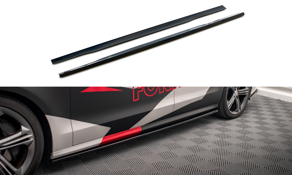 Zijskirts V.1 Audi S8 D4 Maxton Glans Zwart