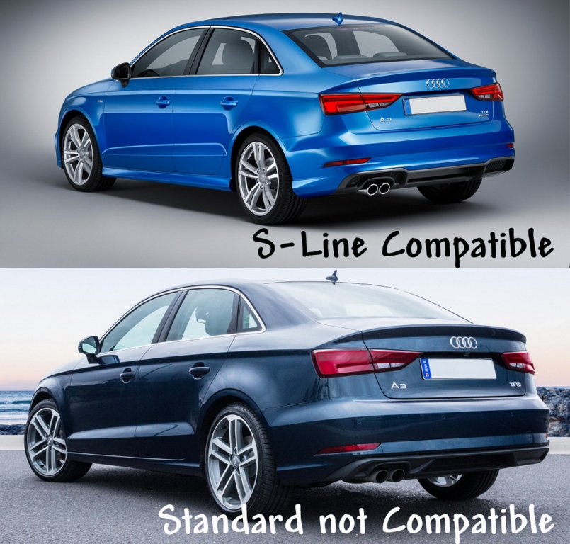 Diffuser Audi S3 & A3 S-Line 8V Limousine Cabrio RS Look Glans Zwart