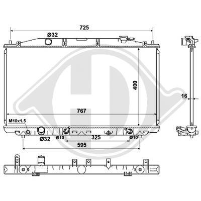 Radiator ACCORD 08->> 765x400 2.4I +A/C TYPE:DENSO