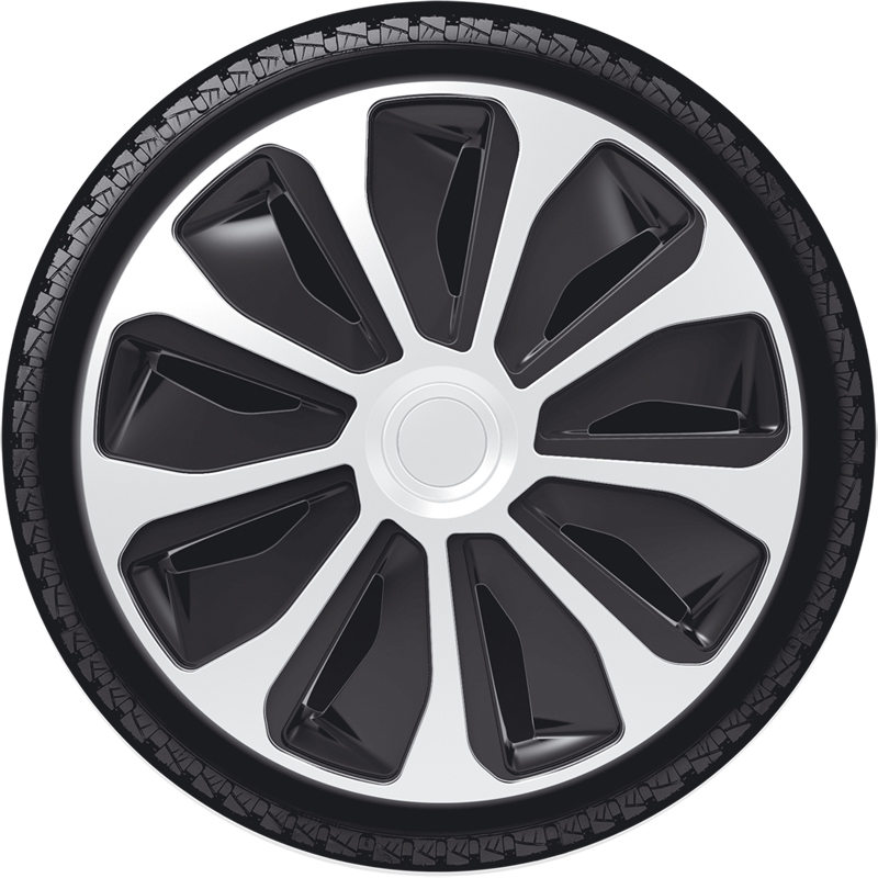 4-Delige Wieldoppenset Platin 16-inch zilver/zwart