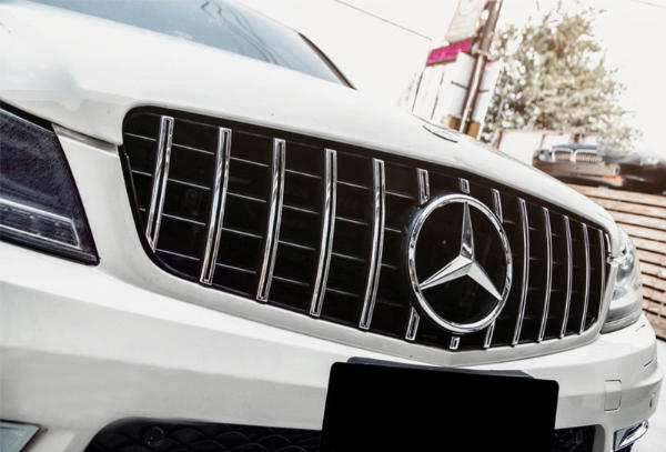 Grill Mercedes C-klasse W204 S204 GT Look Panamericanan Chroom Zwart