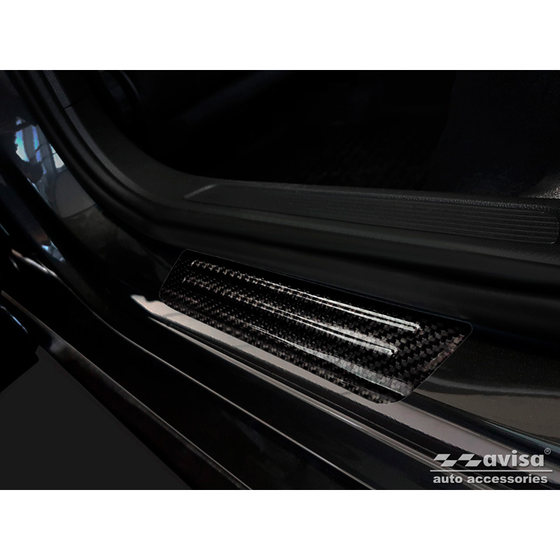 3D Black Carbon Door sill protectors  Volkswagen Tiguan II 2016-2024/Arteon 2017- & Shooting Brake 2020-/Passat Sedan&Variant 2014-/Golf Sportsvan 2014- incl. Facelifts - 2-Pieces - (rear doors)