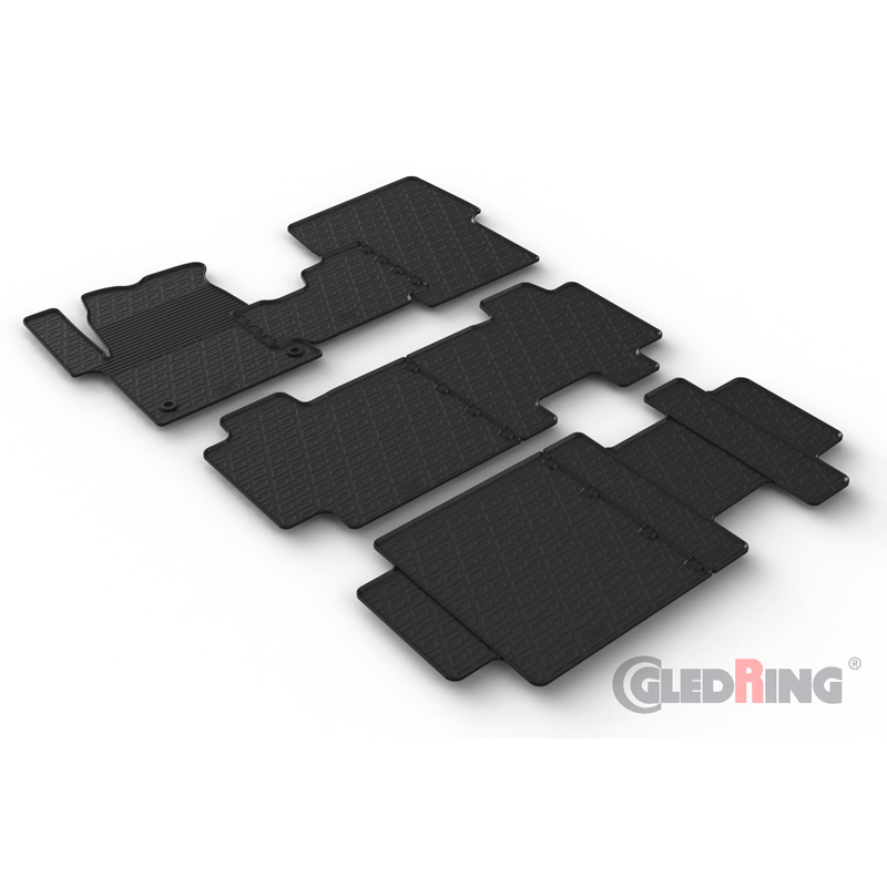 Rubber car mats set  Citroën Spacetourer 2016- / Fiat Scudo 2022- / Opel Zafira Life 2019- / Peugeot Traveller 2016- / Toyota Proace Verso 2016- (3rd row) (G profile 2-pieces + mounting clips)