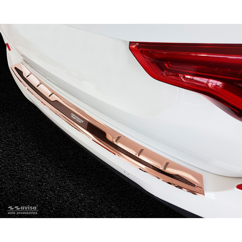 Stainless Steel Rear bumper protector 'Deluxe'  BMW X3 G01 M-Package 2017-2021 & FL 2021- 'Performance' Copper Mirror/Copper Carbon