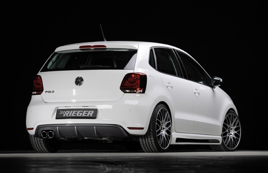 Diffuser VW Polo 6 GTI (6R) Rieger dubbele uitlaat links carbon-look