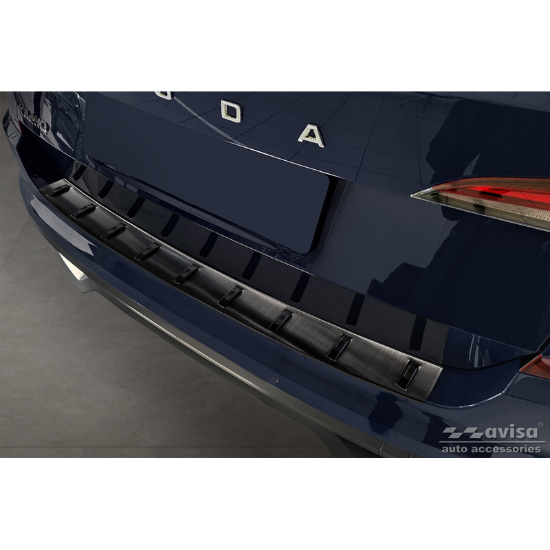 Black Stainless Steel Rear bumper protector  Skoda Kamiq 2019- 'STRONG EDITION'