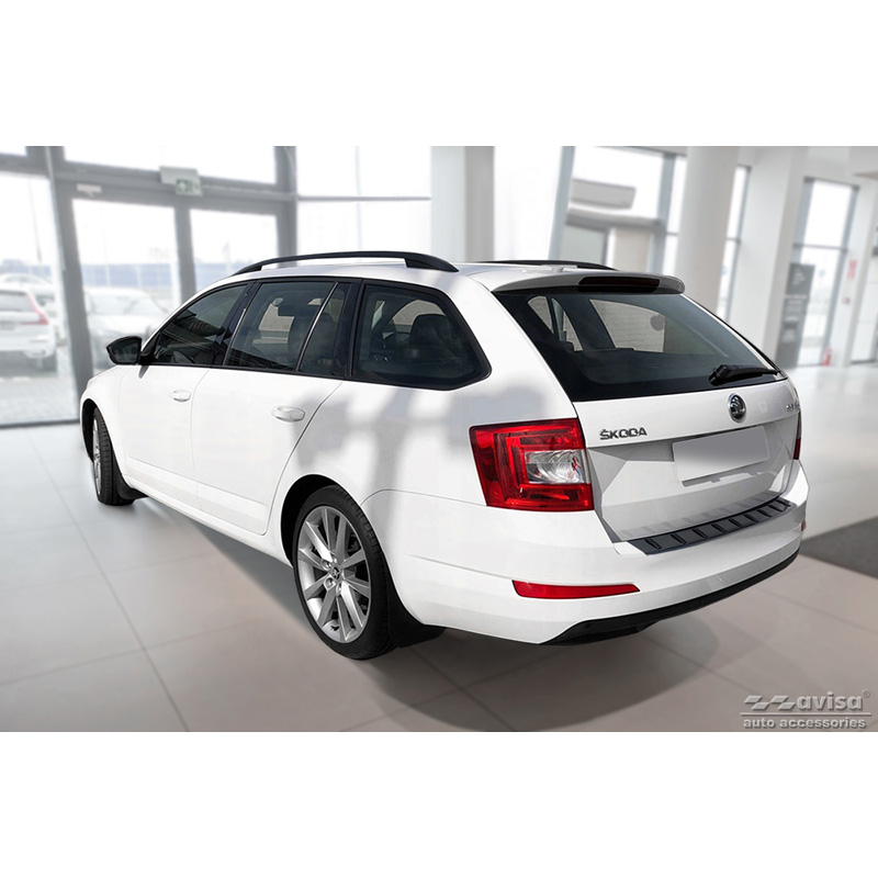 Black Stainless Steel Rear bumper protector  Skoda Octavia III 2013-2017 'STRONG EDITION'