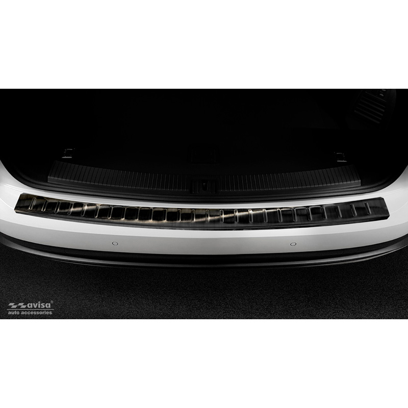 Black Stainless Steel Rear bumper protector  Volkswagen Touareg III (CR7) 2018- Incl. Facelift 'Ribs'