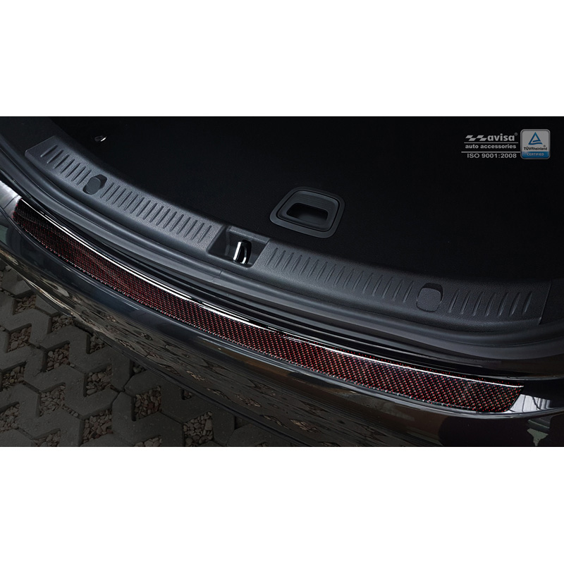 Carbon Achterbumperprotector  Mercedes E-Klasse W213 Sedan 2016-2020 & FL 2020-2023 Rood-Zwart Carbon