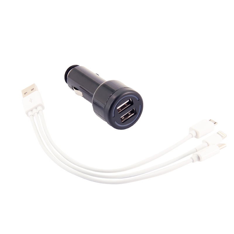 Universal 3-in-1 Charger kit with socket plug - 3A - USB - Type C
