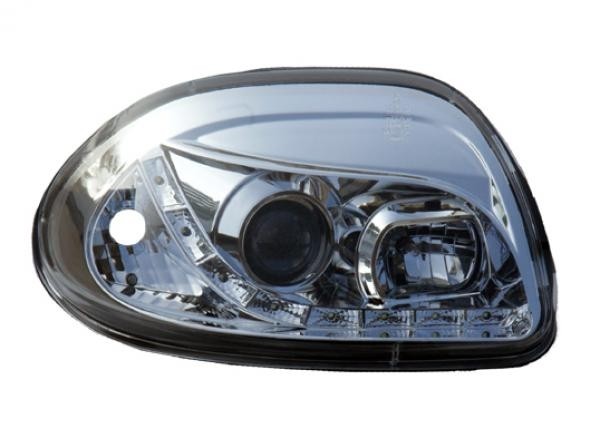Koplampen Renault Clio 98-05 Devil Eyes DRL look chroom