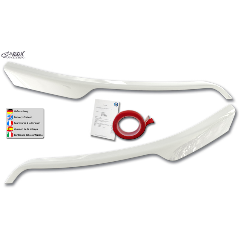 RDX Racedesign Head light spoilers  Ford Transit (silver Halogen headlights) 2014- (ABS Gloss White)