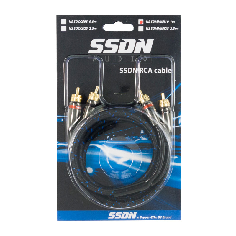 SSDN 1-meter High end textile wooven tripple shielded RCA cable - in blister