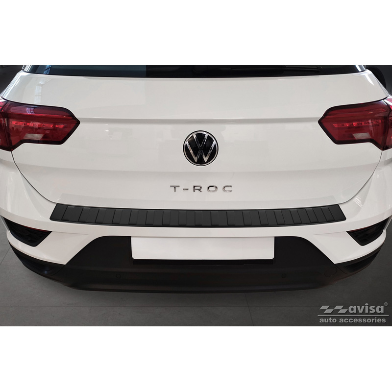 Matt Black Stainless Steel Rear bumper protector  Volkswagen T-Roc 2017-2022 & Facelift 2022- incl. Cabrio 'Ribs'