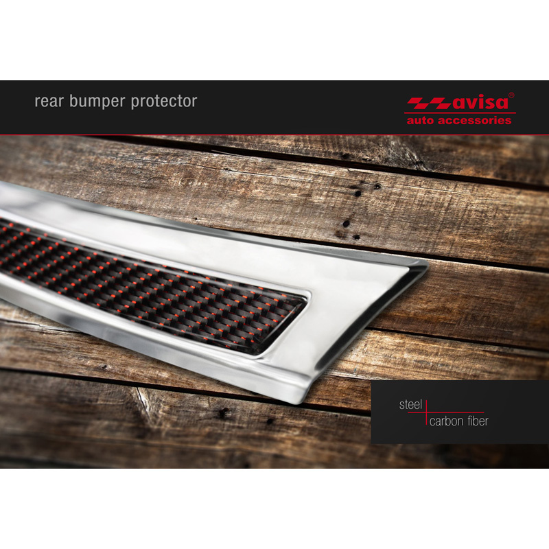 Stainless Steel Rear bumper protector 'Deluxe'  Mercedes GLE Coupé 2015- Chrome/Red-Black Carbon