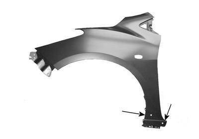 spatbord, voor spatbordverbreding, links Mazda 2, 2010-2013