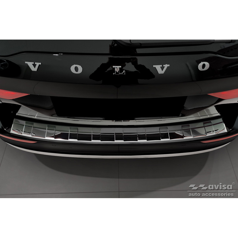 Black-Chrome Stainless Steel Rear bumper protector  Volvo V60 II / V60 II Cross Country 2018- & V60 II Plug- In Hybrid / R-Design 2019- 'Ribs'