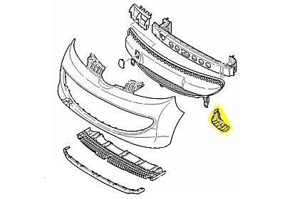 voorbumpersteun, voor, buiten, links Peugeot 107, 2005-2012
