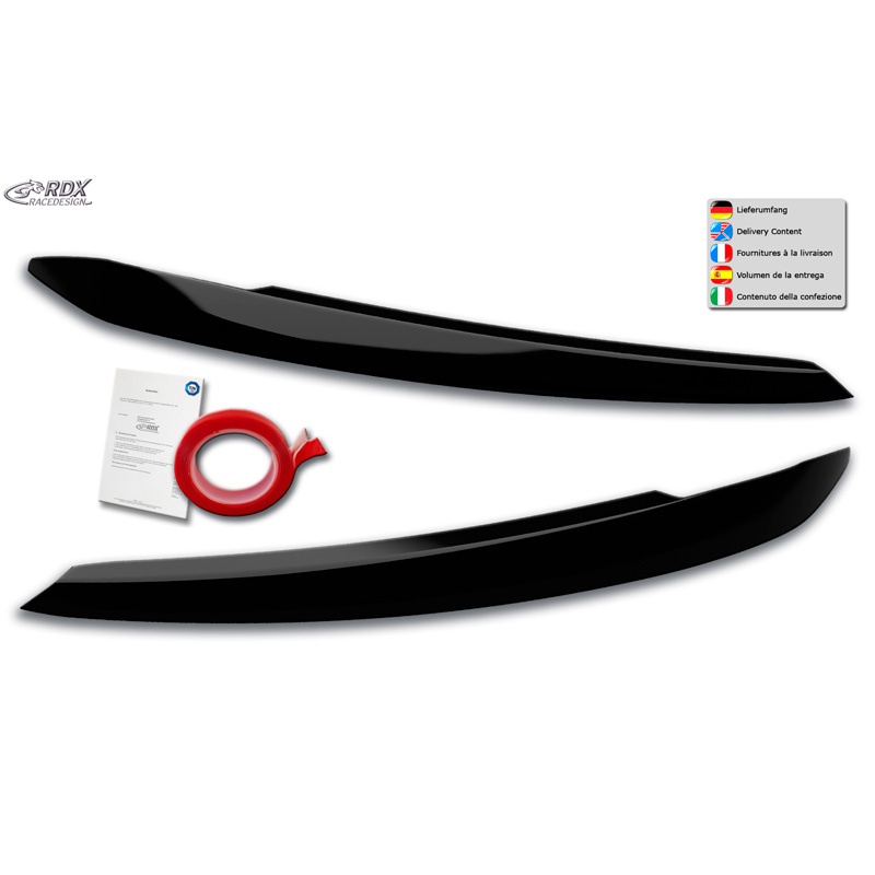 Koplampspoilers  Volkswagen Touran (5T) 2015- (Halogeen) (ABS Glanzend Zwart)
