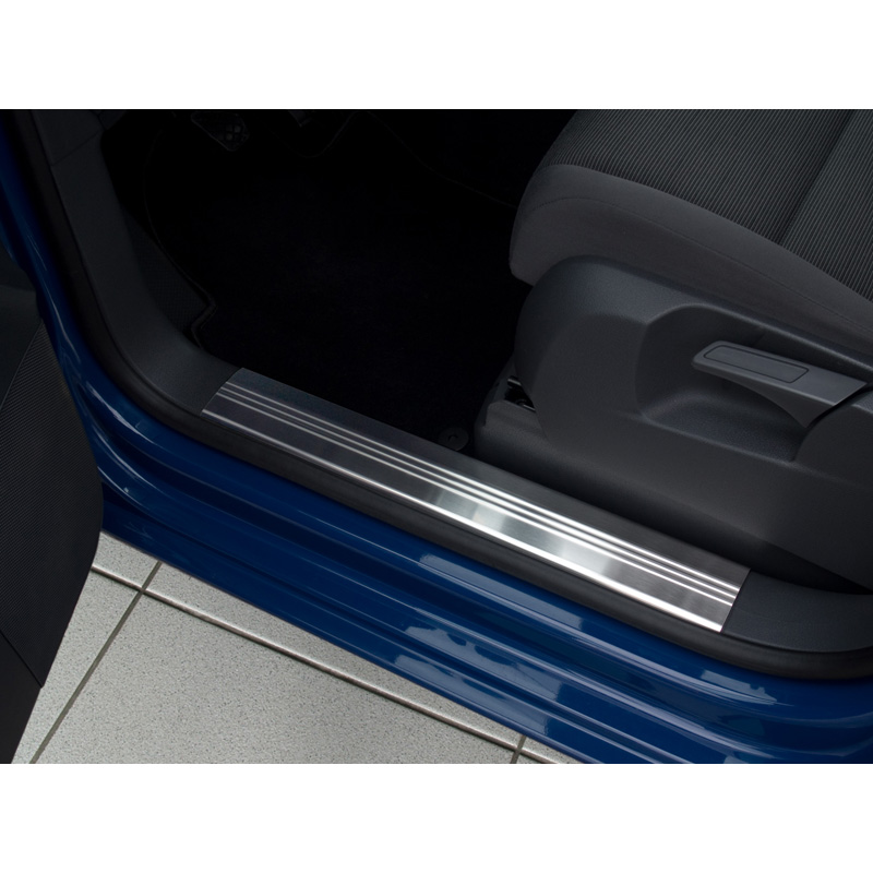 Inox door sill protectors  Volkswagen Touran II 2010-2015 - 'Lines' - 4-pieces