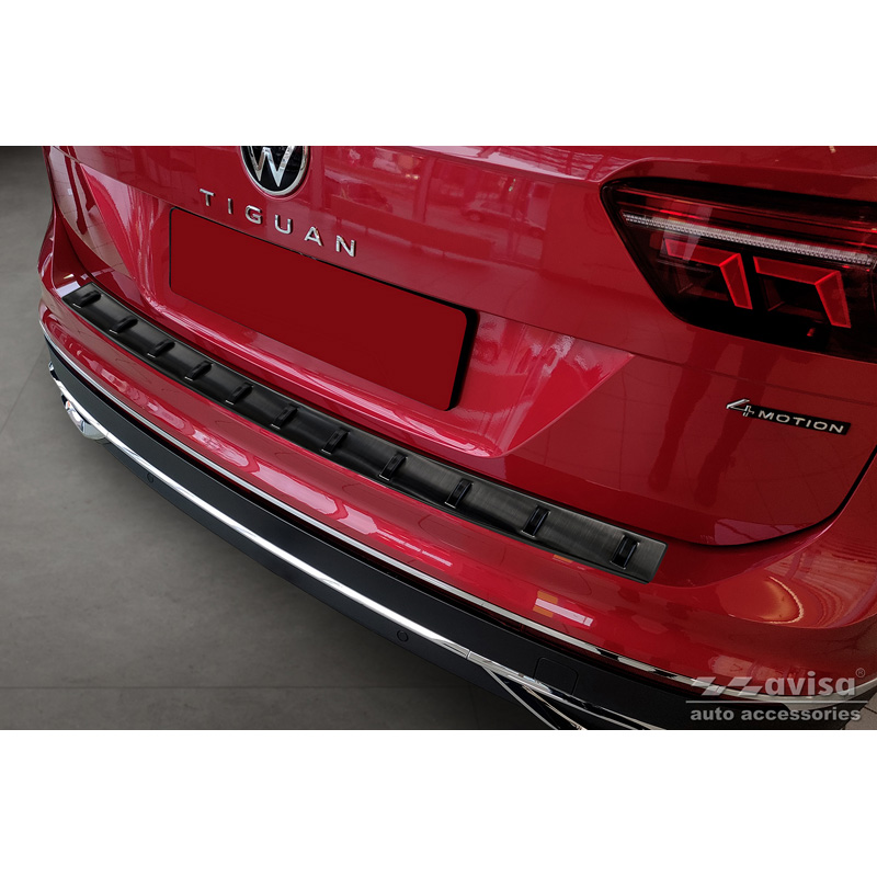 Black Stainless Steel Rear bumper protector  Volkswagen Tiguan II 2016-2020 & Facelift 2020-2024 'STRONG EDITION'