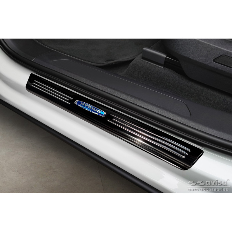 Black Inox door sill protectors  Volkswagen Touareg III 2018- 'Hybrid' - 4-pieces